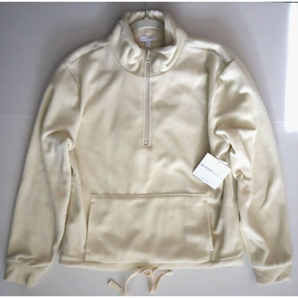 Beyond Yoga FP7818 Women's Sz L Cream New Terrain 1/4 Zip Fleece Pullover - Picture 1 of 6